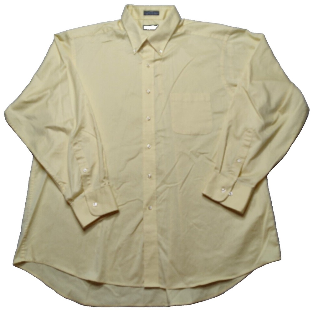 IZOD TWILL Men Size 2XL (18 34/35)‎ Yellow Long Sleeve Button-Up Dress Shirt